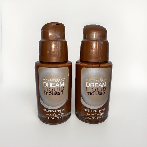2 Maybelline Dream Liquid Mousse Foundation Cocoa Dark 3 Airbrush Finish NOS - Picture 2 of 4